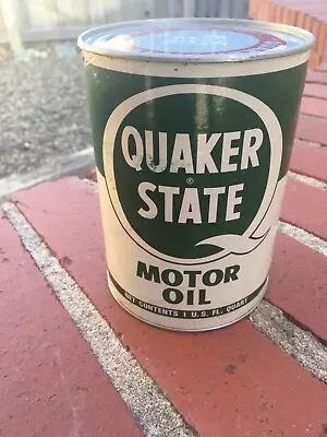 Vintage SAE 30 Empty QUAKER STATE Oil 1 Quart Can Metal & Paper • $7.59