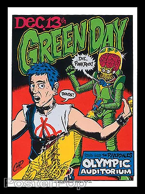 $150 • Buy Coop Green Day Silkscreen Concert Poster 1995 Signed Numbered Punk Rock Mint
