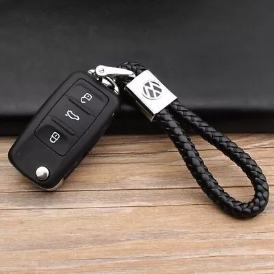 Vw Volkswagen ✅leather ✅braided Metal Chrome Keyring Key Chain Fob Logo Gift Uk✅ • $8.07