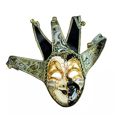 Black & Gold Musical Joker Jester Masquerade Mask Mardi Gras Decoration Mask  • $36.95