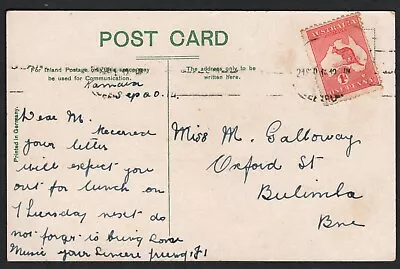 Stamp Australia 1d Red Roo On Postcard • $1.50