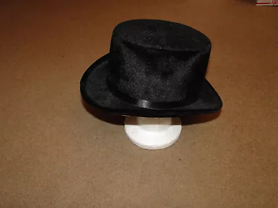 TOP HAT  7 3/4 Black Unbranded Pre Owned Steam Punk COOL HAT ALL BLACK • $19.99