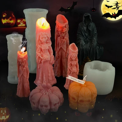 £5.50 • Buy Halloween Candle Molds 3D Silicone For DIY Wax Making Moulds Soap Resin Craft UK