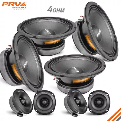 4x PRV 6.5  Midbass Speakers 6MB200-4 V2 + 4x Shallow Tweeters TW350Ti-4 SLIM  • $169.46