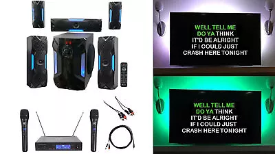 Rockville Bluetooth Home Theater Karaoke Machine System W/8  Sub + Wireless Mics • $229.85