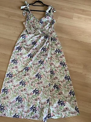 BNWOT Ladies Multicoloured Floral Silky Fully Lined Dress Monkl Eur42 (14) • $8.83