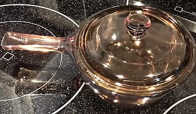 Pyrex Corning Ware Visions Amber Cookware .5 L Liter Saucepan Pot With Lid EUC • $19.95