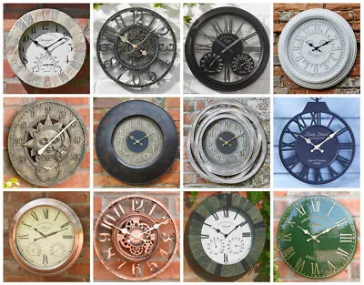 £20.59 • Buy Large Classic Round Face Indoor/Outdoor Garden Wall Clock Roman Numeral Sundial