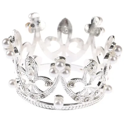 £1.19 • Buy Mini Gold Crown Princess Topper Crystal Pearl Tiara Hair Valentine's Day .xy