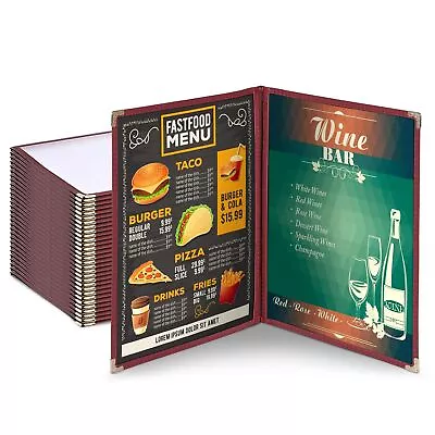 WeChef 30 Pack Restaurant Menu Covers 8.5 X 11 Double Fold 2 Pages 4 Views Tr... • $100.96