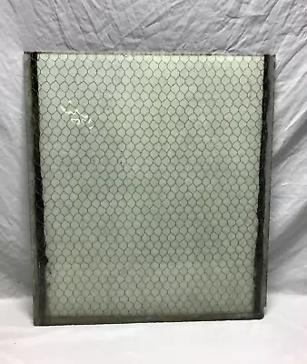 1 Piece Vintage 24x27 Industrial Chicken Wire Safety Security Glass Old 1077-23B • $150