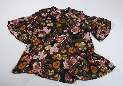 H&M Women's Mock Neck Floral Blouse Sz 8 • $7.79