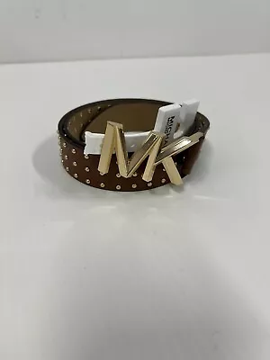 Michael Kors Women's Studded Logo Belt - Brown Leather - S • $39.99