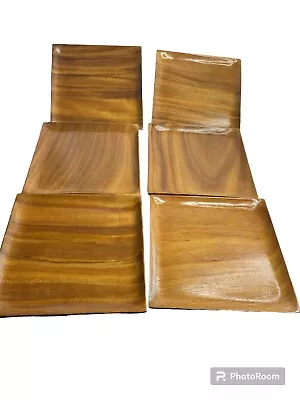 Vintage Monkey Pod Wooden Plates Serving Trays Charcuterie Boards Set Of 6 • $36.99