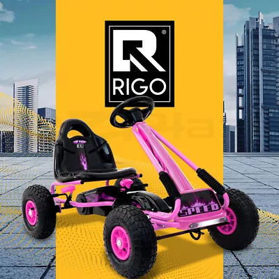 Rigo Kids Pedal Go Kart Ride On Toys Racing Car Rubber Tyre Pink • $129.95