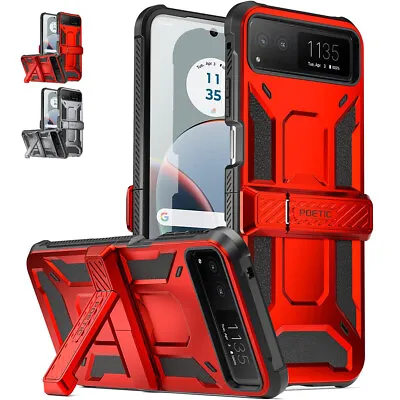 For Moto Razr 2023 Phone Case With Screen Protector Rugged Cover & Kickstand • $34.98