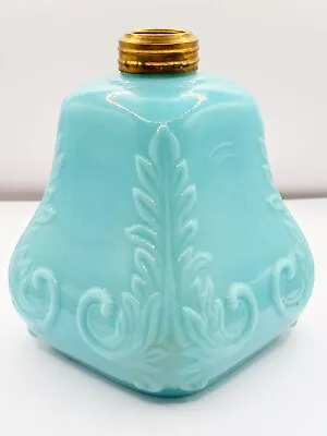 1880s Defender Blue Milk Glass Miniature Oil Lamp Base Gillinder 4 Sided Leaf • $24.99