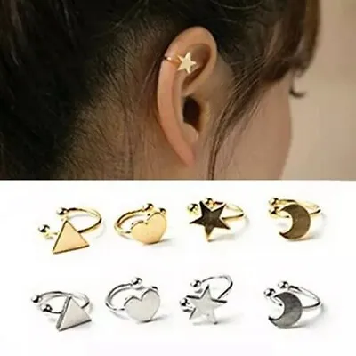 1pc Womens Ear Cuff Earrings Helix Cartilage Stud Fake Clip On Silver Gold Xmas • £2.99