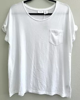 Sigrid Olsen Knit Top Boho Blouse Tee Shirt T-Shirt Solid White XL Extra Large • $18.99