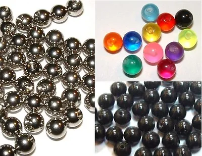 10 X Spare Balls Or Bars - Belly Tongue Labret Tragus Ear 1.2mm 1.6mm Piercing • £9.99