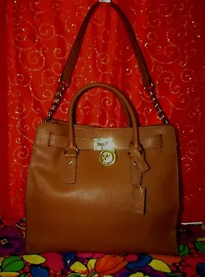 Michael Kors Hamilton North South Brown Large Saffiano Leather Tote 14lx13hx6dth • $157.50