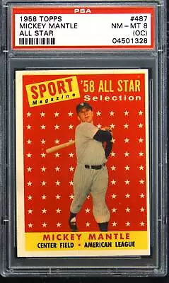 1958 Topps #487 Mickey Mantle PSA 8 • $699