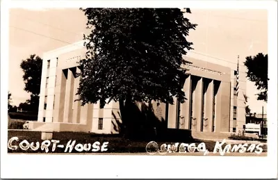 RPPC Labette County Court House Oswego KS Kansas US Flag Photo Postcard P22 • $8.79