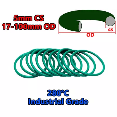 Fluorine Rubber O Ring FKM Oil Seal Ring O-Rings 5mm Cross Section 17mm-100mm OD • £2.16