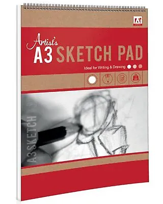 £5.85 • Buy A3 Wirebound Artists Sketch Pad 25 Sheets 70gsm Drawing Art Book