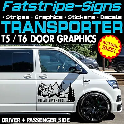 To Fit VW TRANSPORTER T5 T6 ON AN ADVENTURE DOOR GRAPHICS STICKERS CAMPER VAN • £24.99