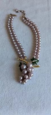 Vtg. Purple Grape Vine Pearl Necklace Coro Pegasus? Gold Tone • $40