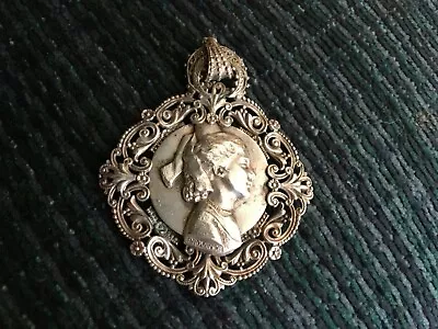 Vintage French Jewelry Metal Pendant Medallion Filagree Souvenir Provence Lovely • $148