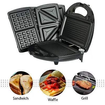 £19.99 • Buy Kitchen 3 In 1 Sandwich Toaster Waffle Maker Iron Toast Grill Panini Press 850w