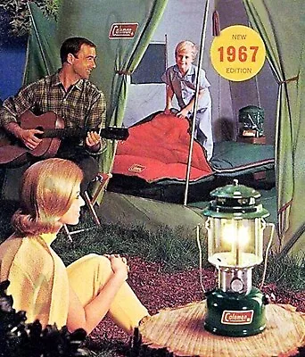 Vintage 1967 Repro 8x10 Photo Print Coleman Advertisement Tent Lantern Heater • $11.99