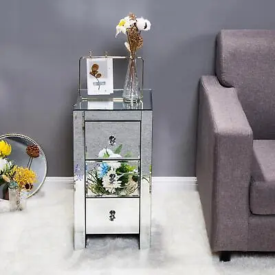 3-Drawer Nightstand Mirrored End Table Side Table For Bedroom Bedside Table • $83.99