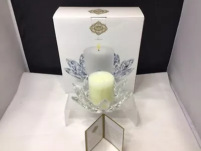 NIB Shannon Crystal By Godinger Crystal Lotus Pillar Candle Holder W/Candle • $15.96