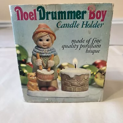 Vintage Noel Bisque Porcelain Drummer Boy Christmas Luskins Candle Holder 1980 • $12
