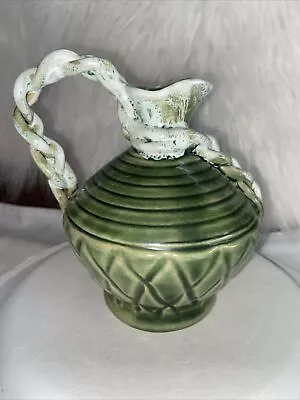 Unusual VAN BRIGGLE POTTERY GREEN VINTAGE  Jug VASE  - FRED WILLS • $30