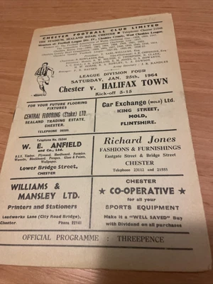 £1.99 • Buy Chester Fc V Halifax Town 1963/4 Football Programme 