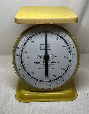 Vintage Sears Kitchen Scale Model 1906 Yellow Steel 25 Lb Capacity Working • $46.99