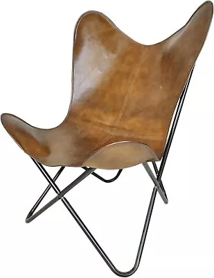 $250.23 • Buy Home & Office Relaxing Chair Handmade Genuine Brown Leather Comfortable ArmChair