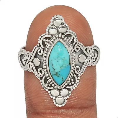 Filigree - Composite Kingman Blue Mohave Turquoise 925 Silver Ring S.9 CR25689 • $20.99