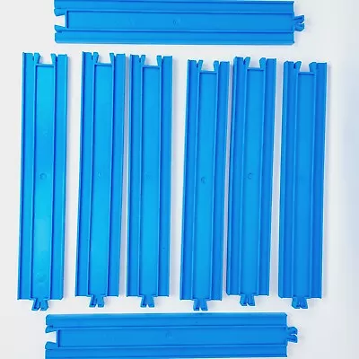 Thomas Tomy Train Straight Track Blue PlaRail Railroad 1992 Long Pieces X8 • $29.99