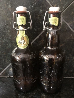 $10.99 • Buy VINTAGE GROLSCH BEER BOTTLES - LOT Of 2 - AMBER GLASS PORCELAIN FLIP SWING TOP