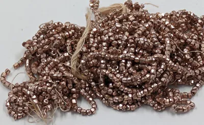 Vintage Czech Glass Seed Beads 9/0 3-Cut Metallic Pale Pink One Partial Hank • $6