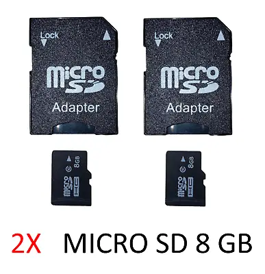 (2) 8GB Micro SD Memory Cards With Adapters / FREE Shipping • $9.49