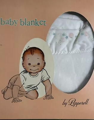 Vintage/Antique Baby Blanket By Pepperell TEDDY BEAR Sapphire Bind 36 X 50 NIB. • $29.95