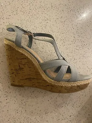 £10 • Buy Wedge Sandals Denim Size 7
