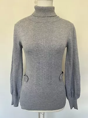 BASQUE Top Women 8 Grey Petite Knitwear Turtleneck ItemB21 • $19.99