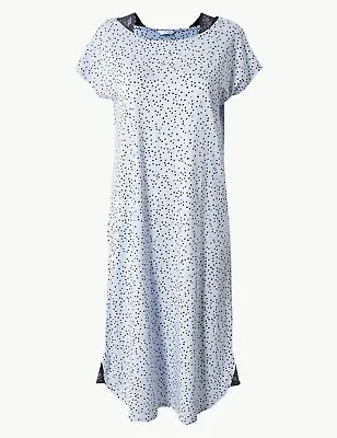 M & S Ladies Polka Dot Cotton Modal Nightdress Cool Comfort Nighty Loungewear 14 • £10.95